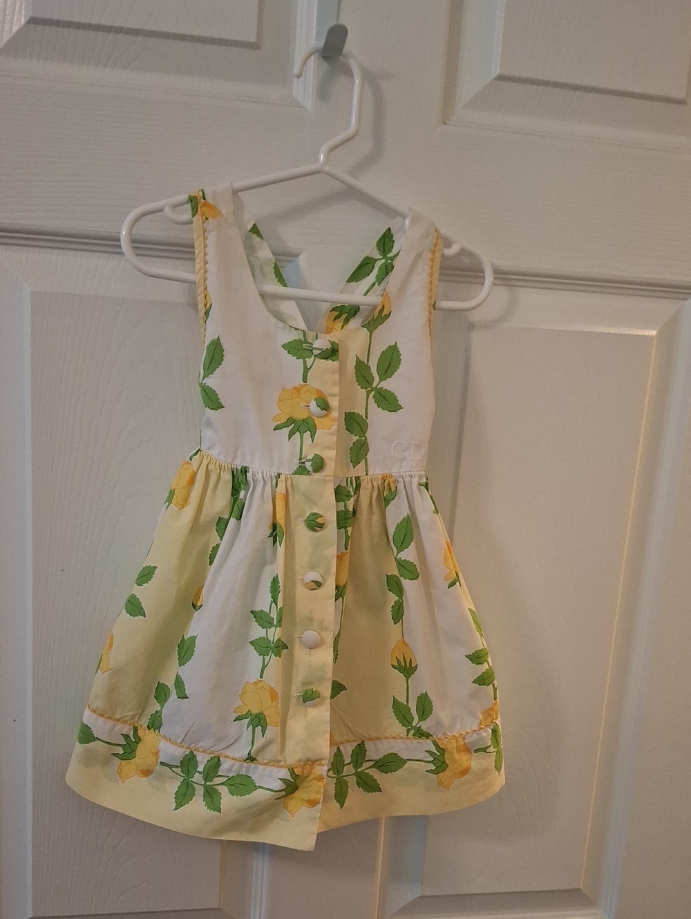Kids Sleeveless Yellow Floral Button-Front Dress